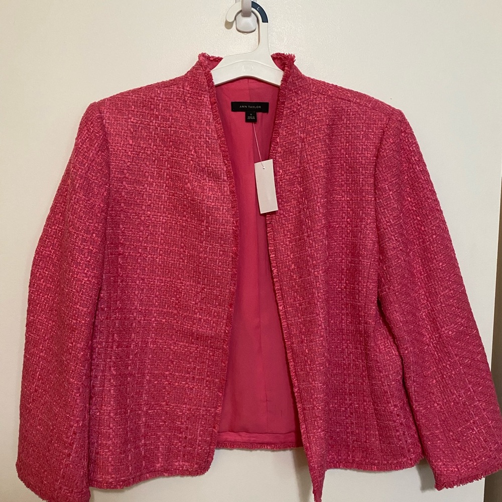 Ann Taylor Fuchsia Tweed Blazer